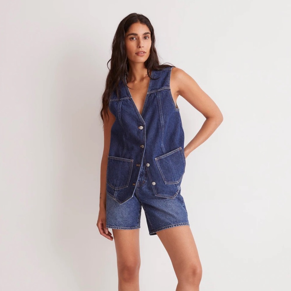 Madewell denim long vest size small